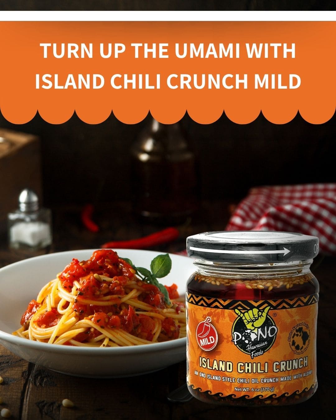 Pono Hawaiian Island Chili Crunch – 6oz – Umami, Garlic, Shallots, Sesame, Chili Peppers