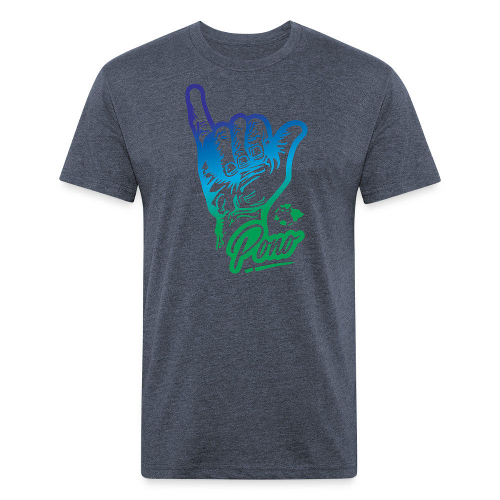Pono Shaka Fitted Cotton/Poly T-Shirt by Next Level - heather navy