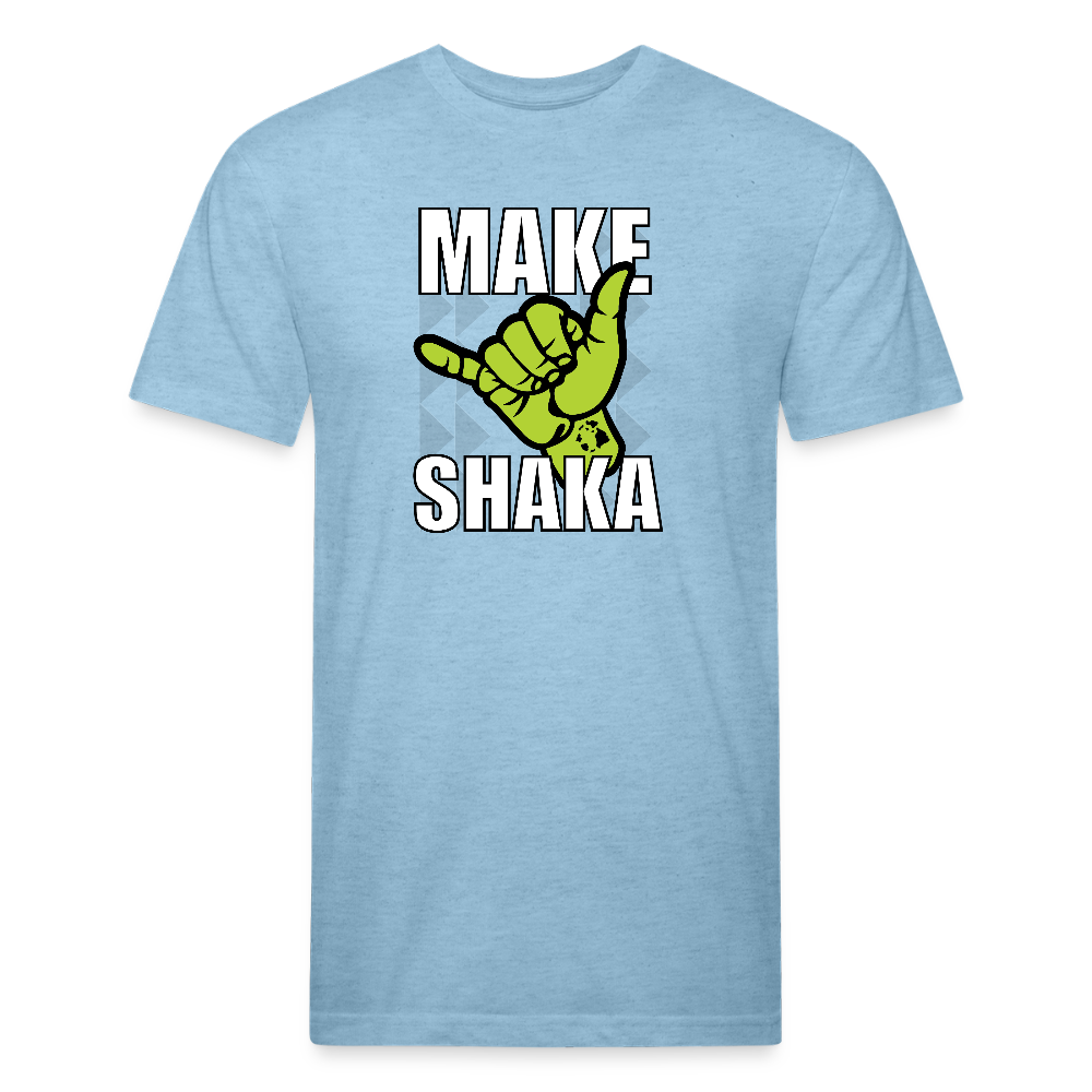MAKE SHAKA -FITTED TEE - heather blue