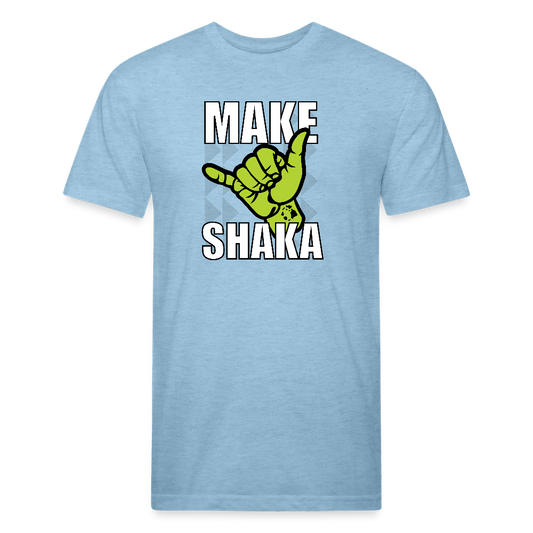 MAKE SHAKA -FITTED TEE - heather blue