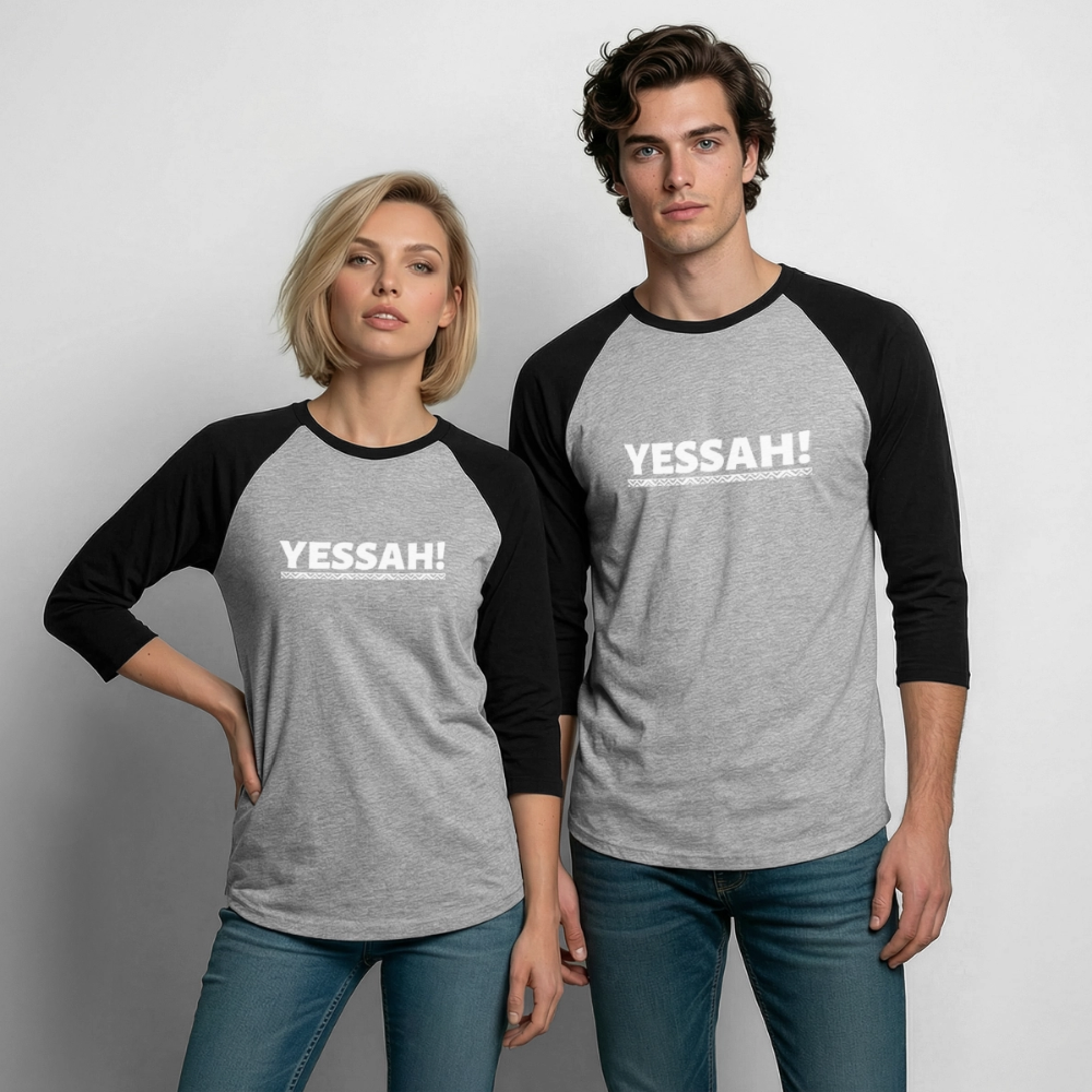Yessah Baseball Tee - heather gray/black