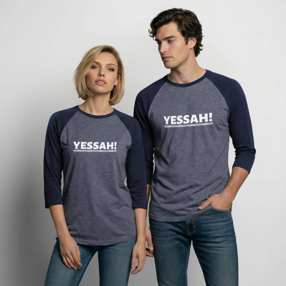 Yessah Baseball Tee - heather blue/navy