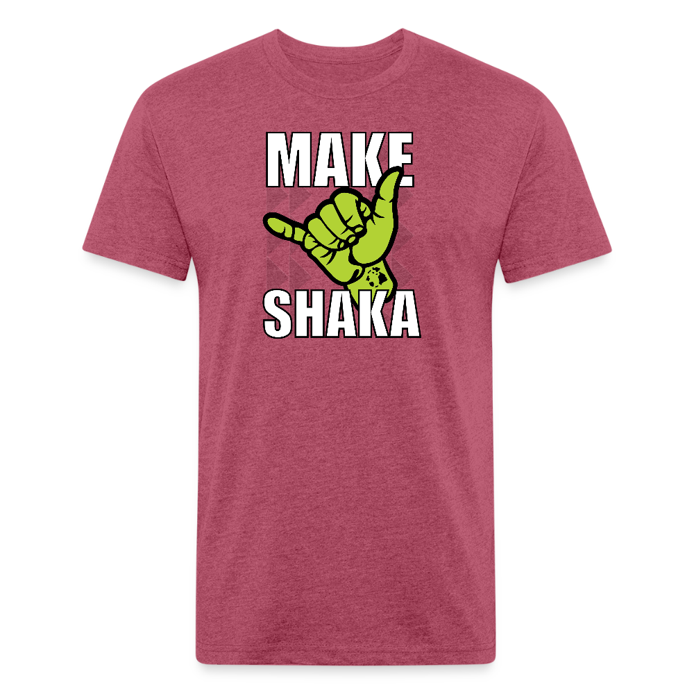 MAKE SHAKA -FITTED TEE - heather burgundy