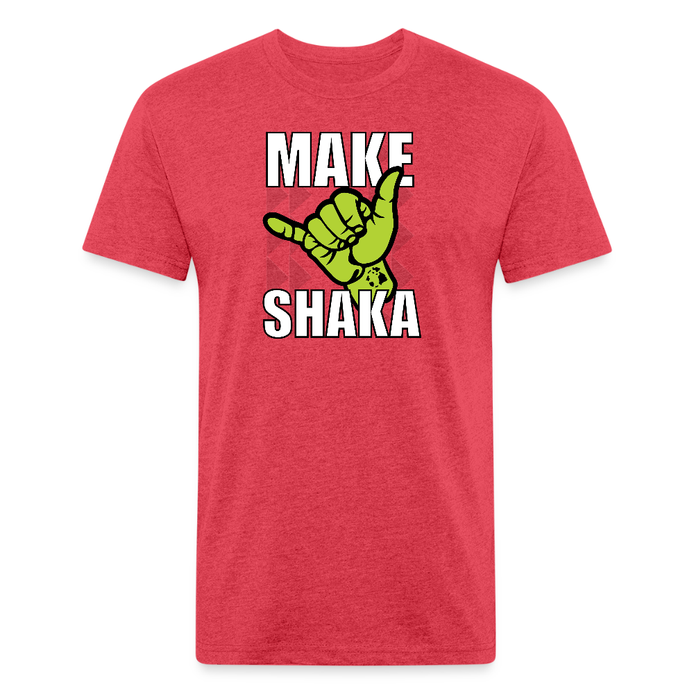 MAKE SHAKA -FITTED TEE - heather red