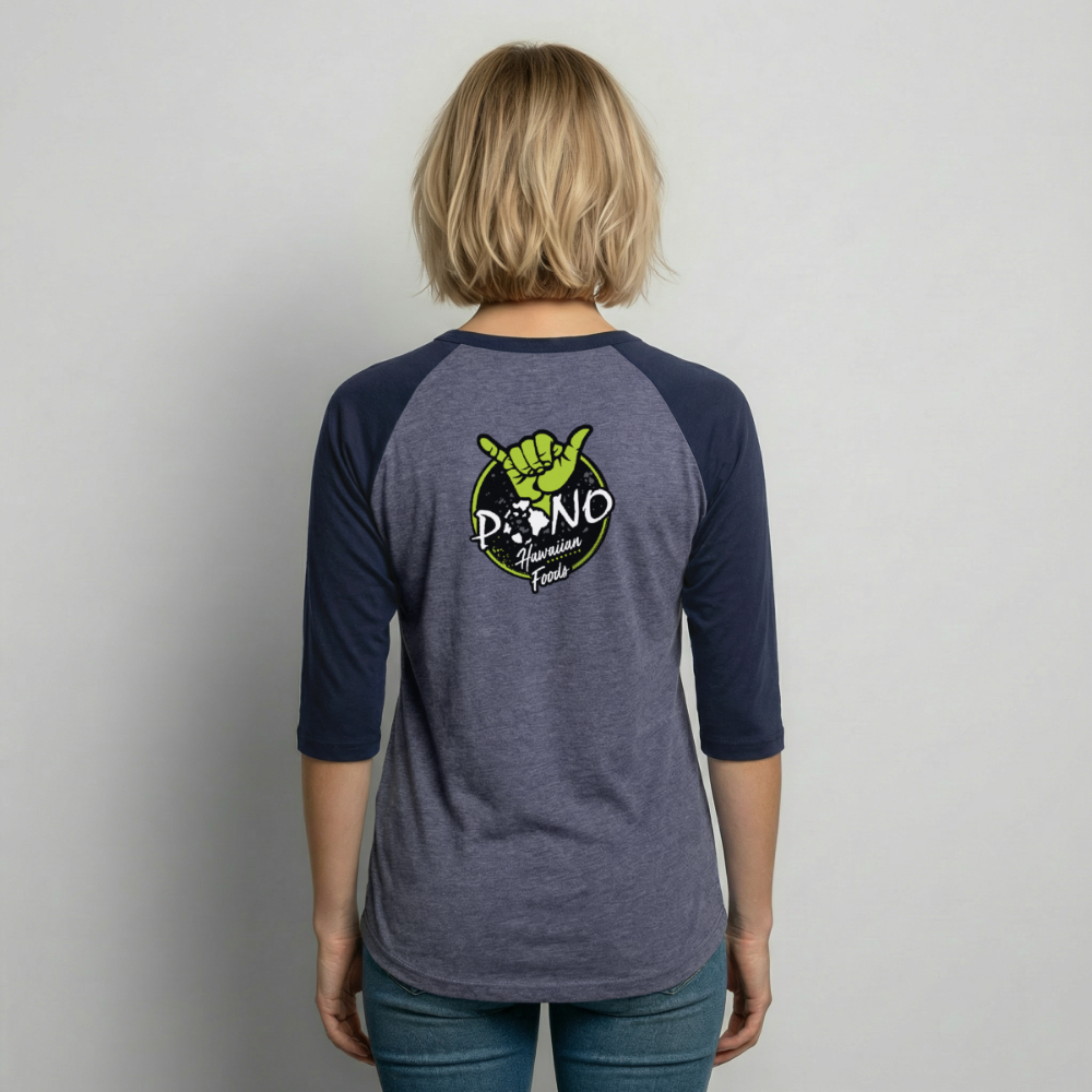 Yessah Baseball Tee - heather blue/navy