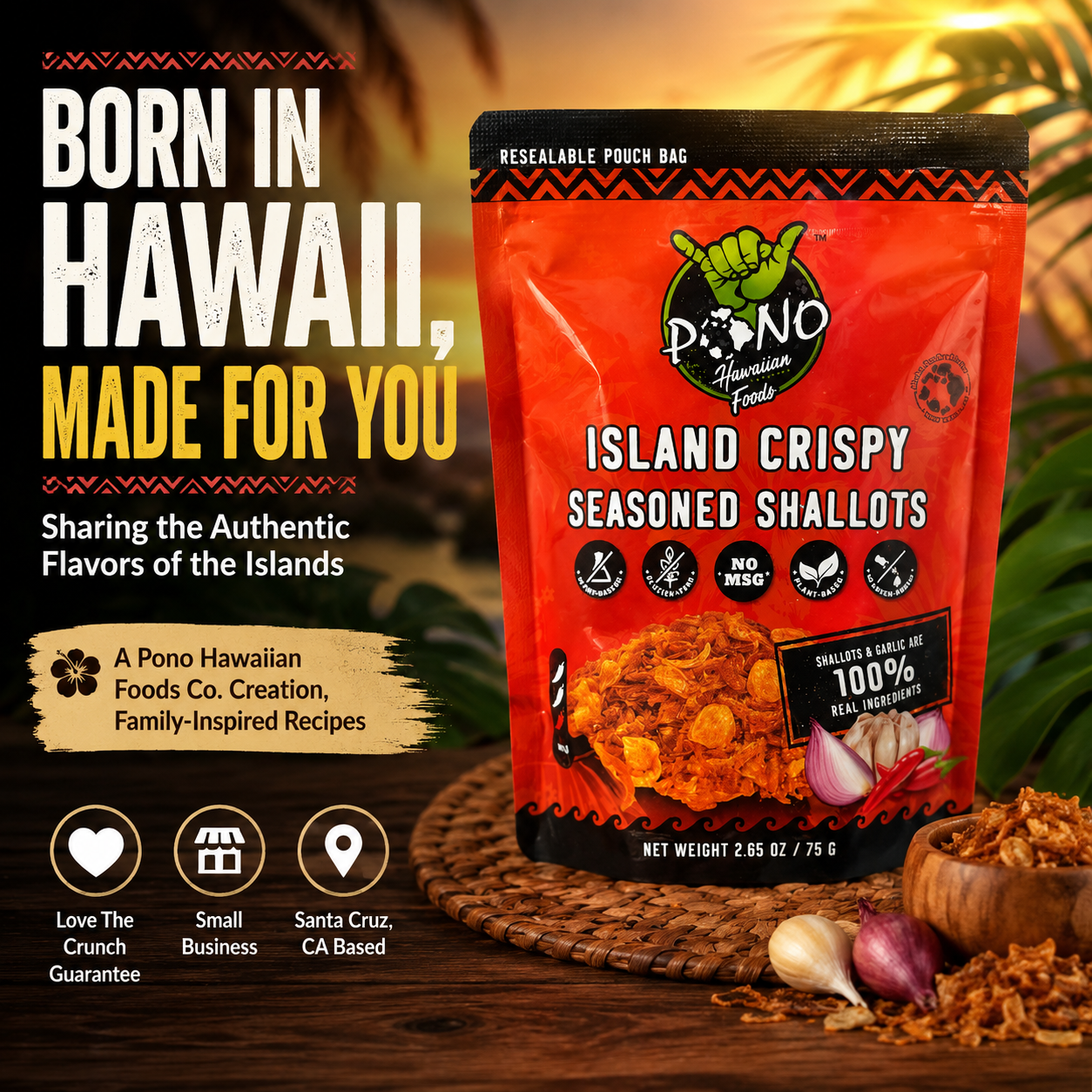 NEW! Island Crispy Seasoned Shallots - Plant-Based, No MSG, Vegan