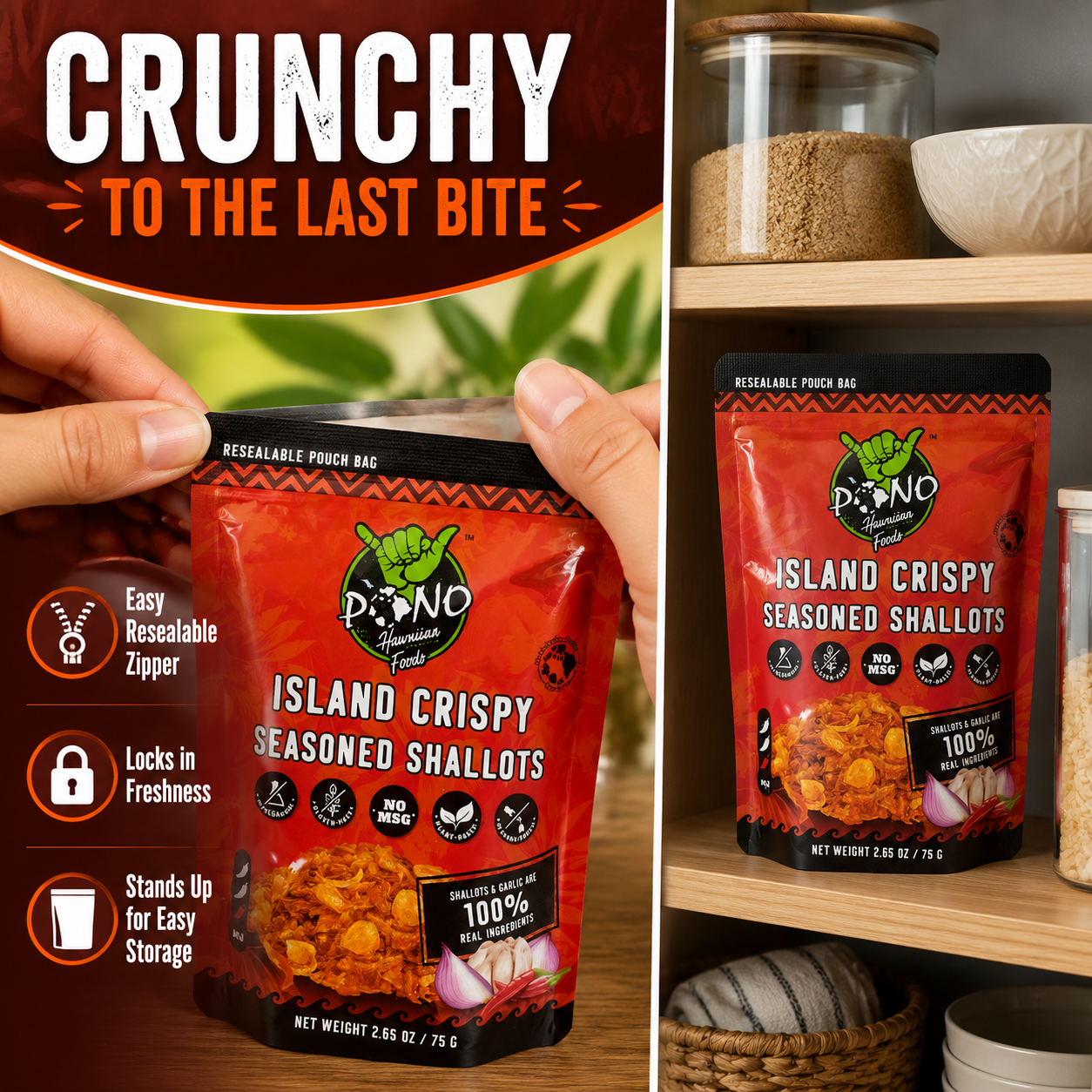 NEW! Island Crispy Seasoned Shallots - Plant-Based, No MSG, Vegan