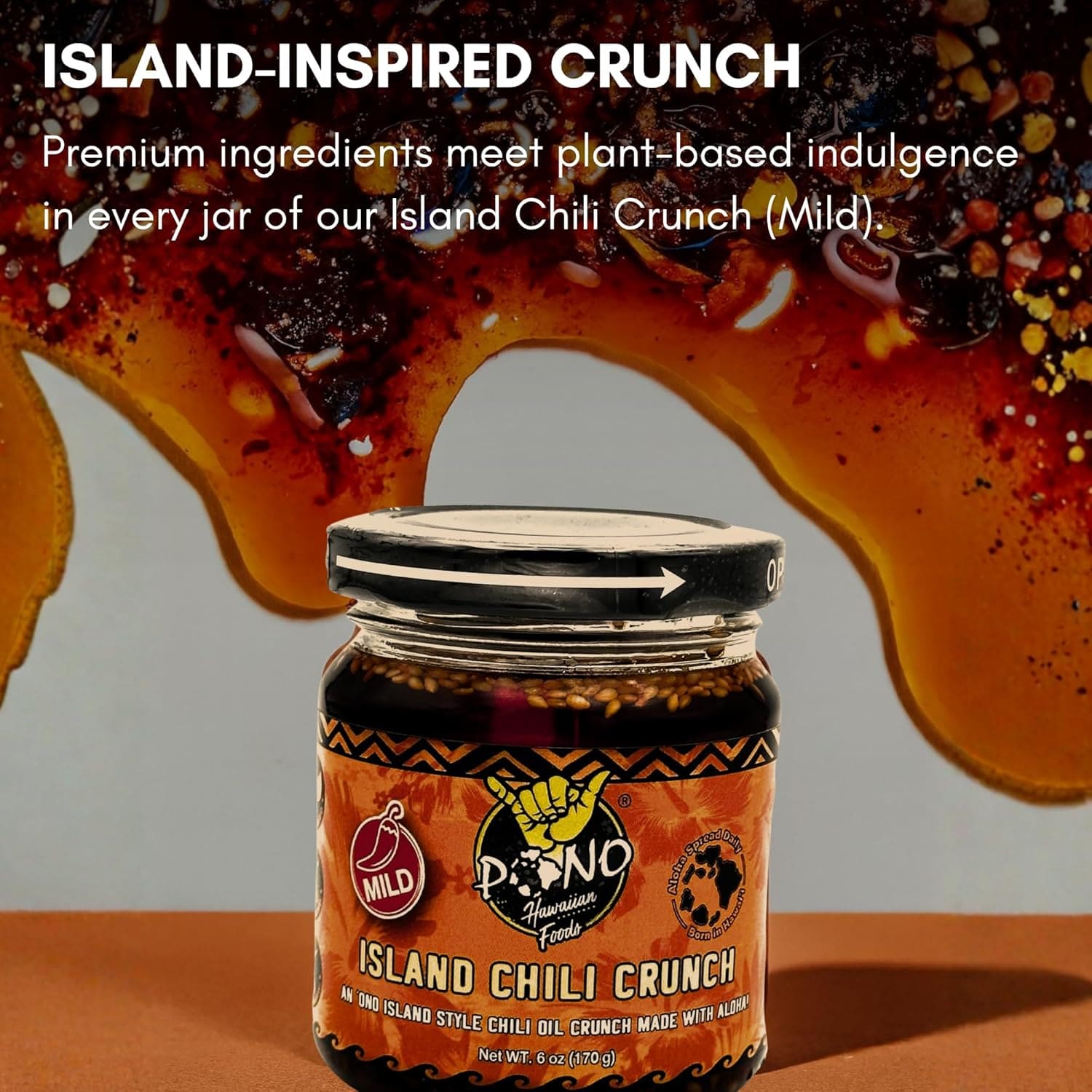TWO PACK - ISLAND CHILI CRUNCH - Mild / Spicy 6oz Jars - Gluten