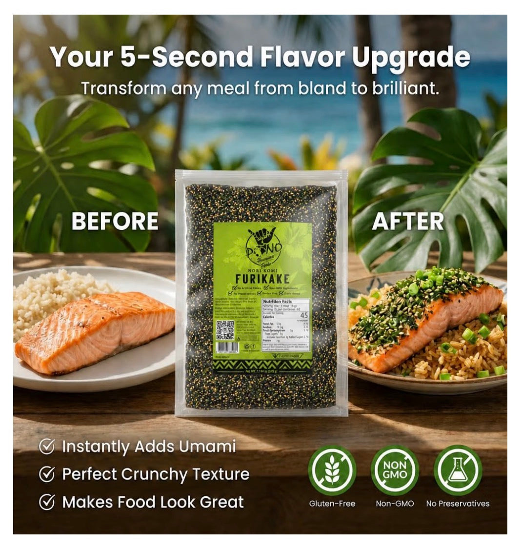 Premium Nori Komi Furikake Rice Seasoning - 1lb 17.64oz /1# Bulk Size Pack - Non-GMO, Gluten-Free, Plant-Based