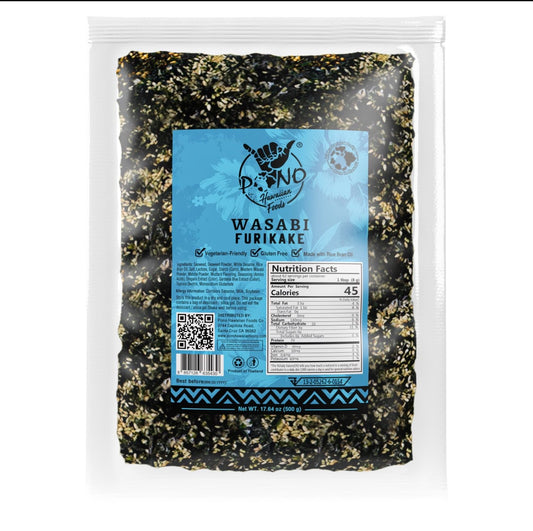 Pono Foods Co - Wasabi Furikake Rice Seasoning - 1 lb (17.64oz) (Bulk Size Pack) Non-GMO, Gluten Free, Plant-Based