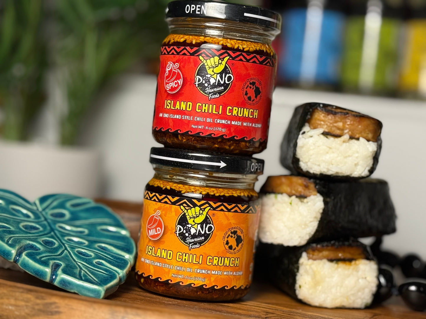 TWO PACK - ISLAND CHILI CRUNCH - Mild / Spicy 6oz Jars - Gluten Free, NON-GMO, Umami
