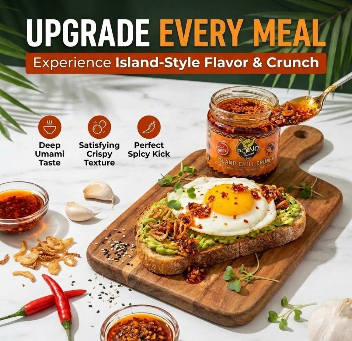 Pono Hawaiian Island Chili Crunch – 6oz – Umami, Garlic, Shallots, Sesame, Chili Peppers