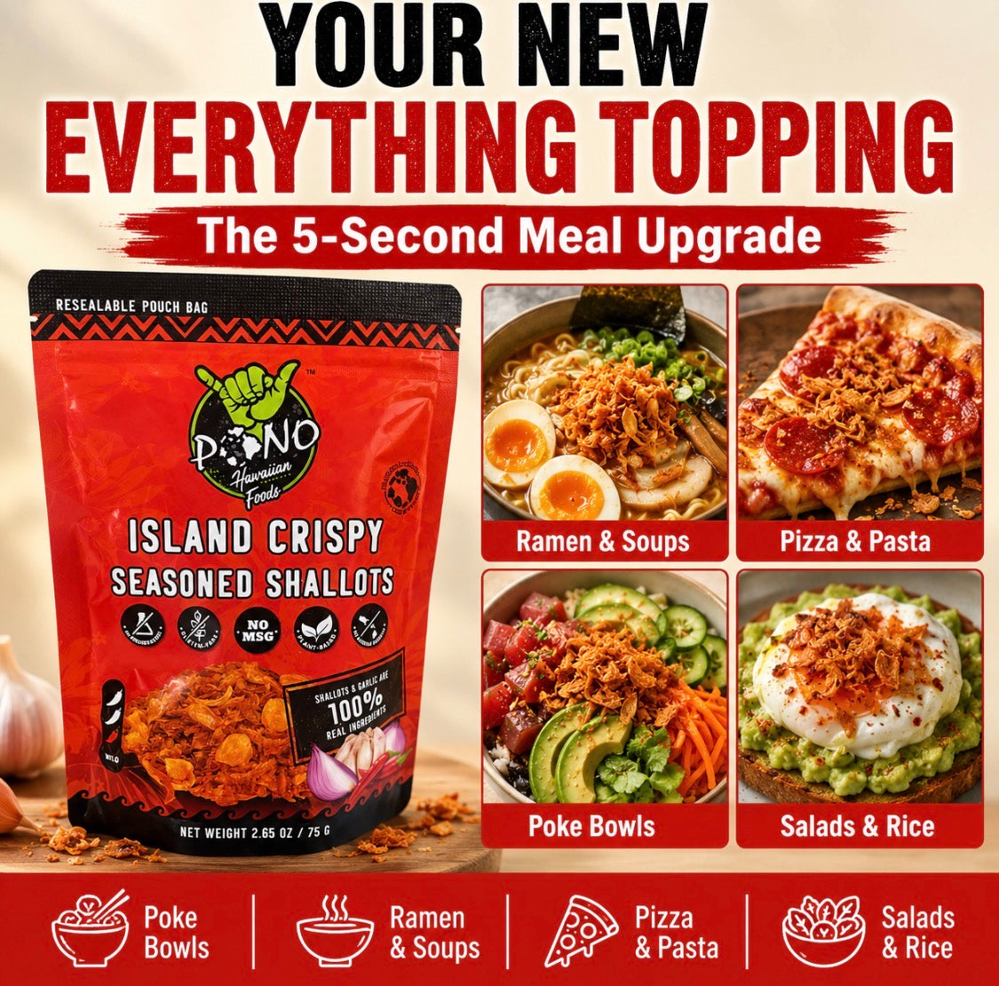 NEW! Island Crispy Seasoned Shallots - Plant-Based, No MSG, Vegan