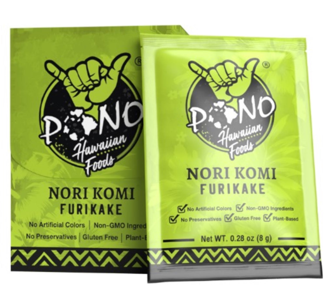 Pono Hawaiian Nori Komi Furikake Rice Seasoning Box of 12 (8g) To-Go Packets