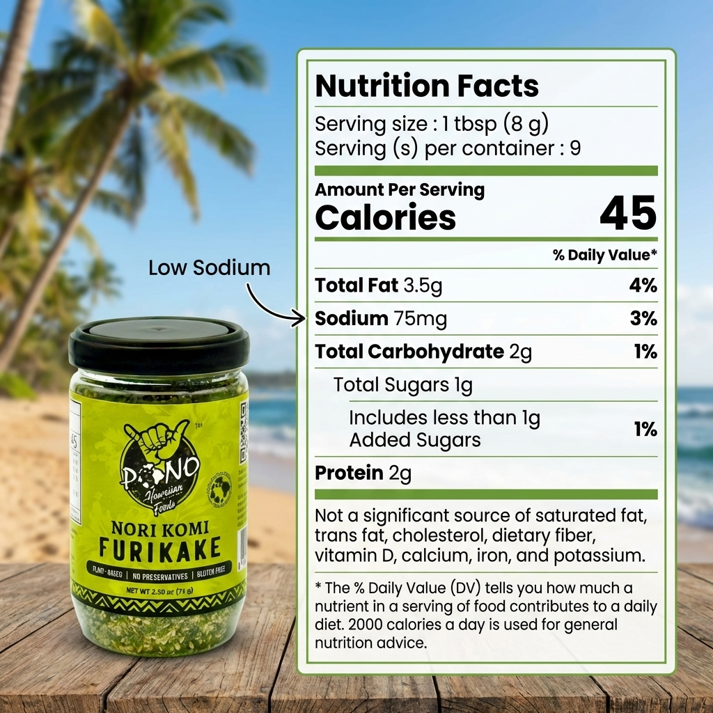Premium Nori Komi Furikake Rice Seasoning 2.5oz - Gluten-Free, Plant-Based, NON-GMO
