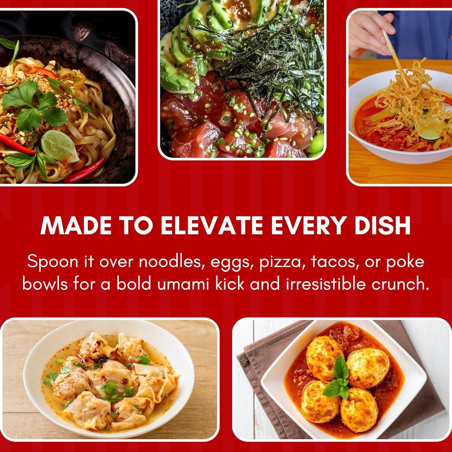 TWO PACK - ISLAND CHILI CRUNCH - Mild / Spicy 6oz Jars - Gluten Free, NON-GMO, Umami