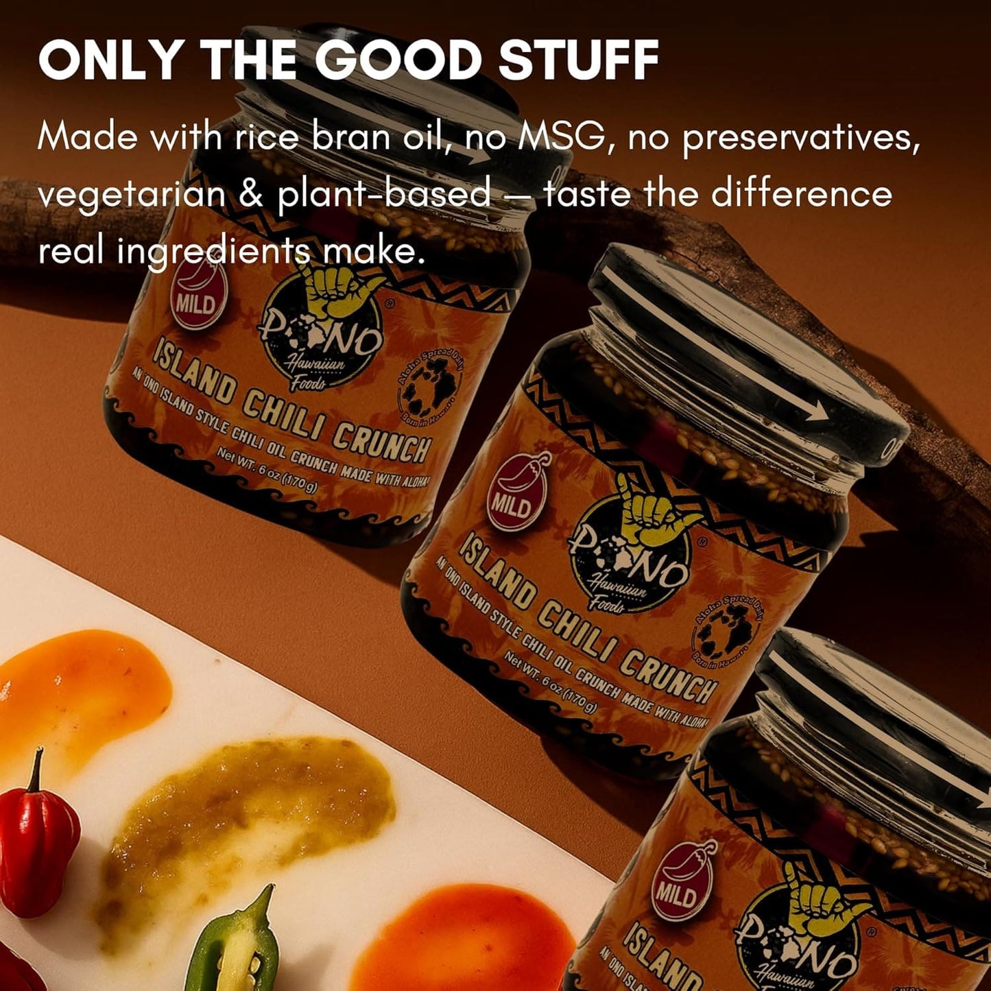 Pono Hawaiian Island Chili Crunch – 6oz – Umami, Garlic, Shallots, Sesame, Chili Peppers